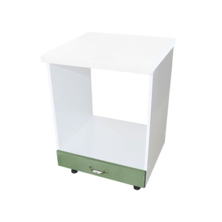 Bucatarii Modulare - Corp pentru cuptor incorporabil cu sertar Zebra, Alb/MDF Verde, cu blat alb, 60 x 85 x 60 cm