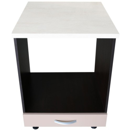Mobilier Bucatarie - Corp pentru cuptor incorporabil cu sertar Zebra, wenge/Cappuccino lucios, cu blat Travertin, 60 x 85 x 60 cm