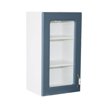 Corpuri Superioare - Corp superior 40 vitrina cu 1 usa Zebra MDF albastru drept