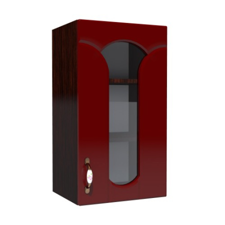 Corpuri Superioare - Corp superior 40 vitrina cu 1 usa Zebra MDF tulip rosu