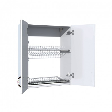 Corp superior 60 cu 2 usi cu scurgator de vase Zebra MDF alb drept [3]