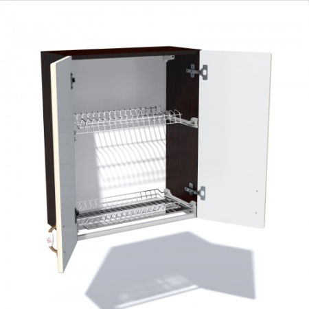 Corp superior 60 cu 2 usi cu scurgator de vase Zebra MDF vanilie simplu [3]