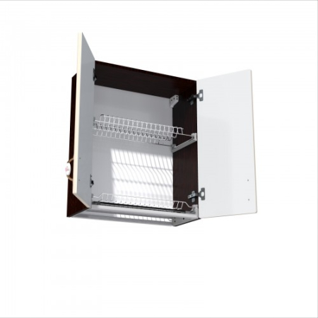 Corp superior 60 cu 2 usi cu scurgator de vase Zebra MDF vanilie simplu [2]