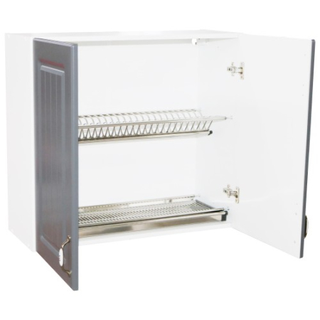 Corp superior 80 cu 2 usi cu scurgator de vase Zebra MDF gri dungi [4]