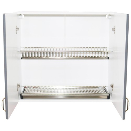 Corp superior 80 cu 2 usi cu scurgator de vase Zebra MDF gri dungi [2]