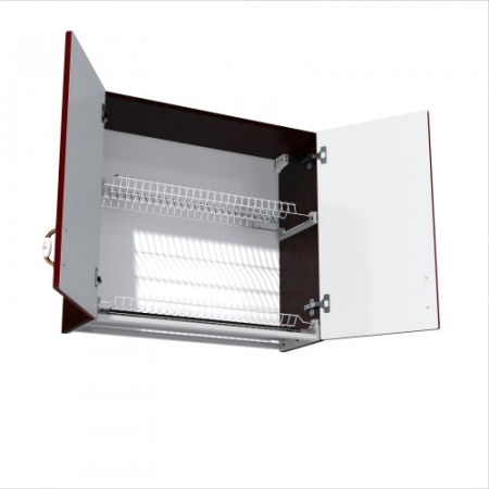 Corp superior 80 cu 2 usi cu scurgator de vase Zebra MDF rosu simplu [2]