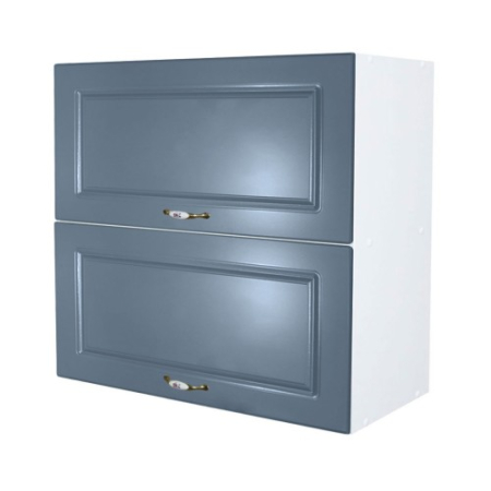 Corpuri Superioare - Corp superior 80 cu 2 usi orizontale Zebra MDF albastru drept