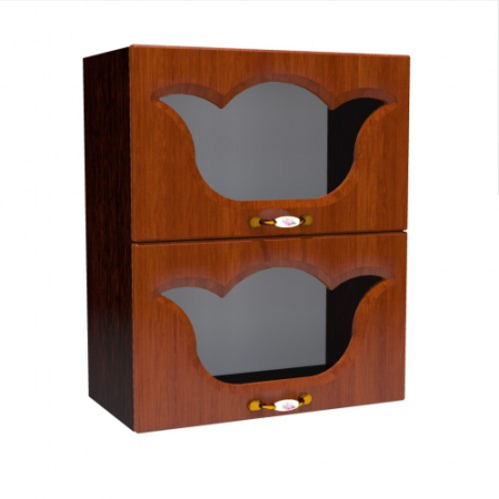 Corpuri Superioare - Corp superior vitrina 60 cu 2 usi orizontale Zebra MDF frunza cedru