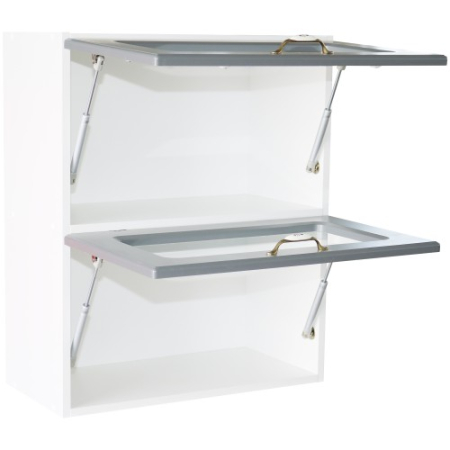 Corp superior vitrina 60 cu 2 usi orizontale Zebra MDF gri dungi [4]