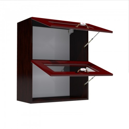 Corp superior vitrina 60 cu 2 usi orizontale Zebra MDF rosu simplu [1]