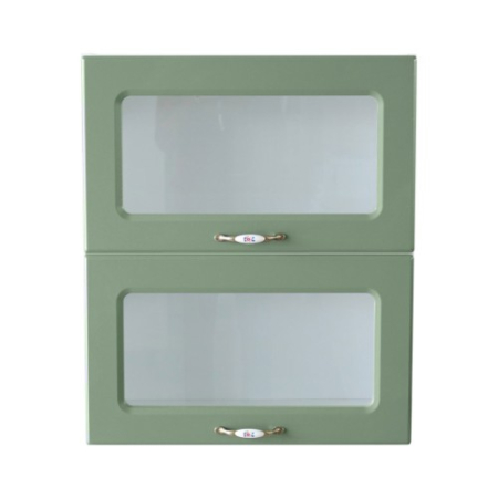 Corp superior vitrina 60 cu 2 usi orizontale Zebra MDF verde drept [2]