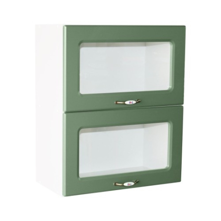 Corpuri Superioare - Corp superior vitrina 60 cu 2 usi orizontale Zebra MDF verde drept