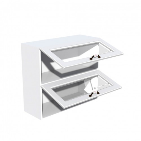 Corp superior vitrina 80 cu 2 usi orizontale Zebra MDF alb [3]