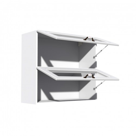 Corp superior vitrina 80 cu 2 usi orizontale Zebra MDF alb [2]