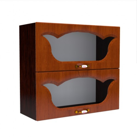 Corpuri Superioare - Corp superior vitrina 80 cu 2 usi orizontale Zebra MDF frunza cedru