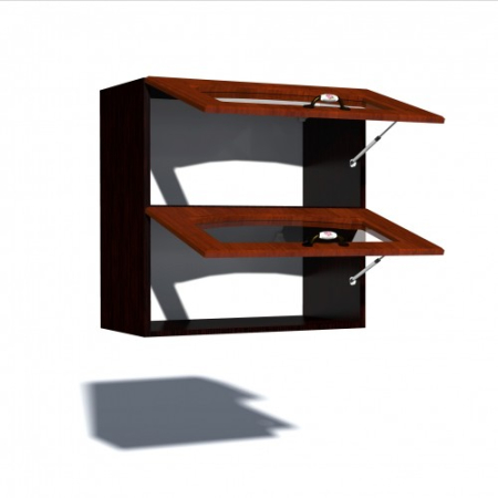 Corp superior vitrina 80 cu 2 usi orizontale Zebra MDF mustata cedru [2]