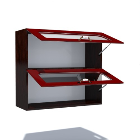 Corp superior vitrina 80 cu 2 usi orizontale Zebra MDF tulip rosu [2]