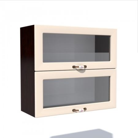 Corpuri Superioare - Corp superior vitrina 80 cu 2 usi orizontale Zebra MDF vanilie simplu