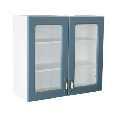 Corpuri Superioare - Corp superior vitrina 80 cu 2 usi Zebra MDF albastru drept