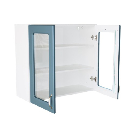 Corp superior vitrina 80 cu 2 usi Zebra MDF albastru drept [3]