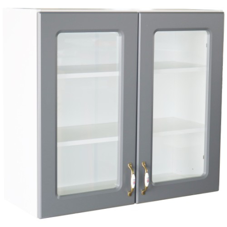 Mobilier Bucatarie - Corp superior vitrina 80 cu 2 usi Zebra MDF gri