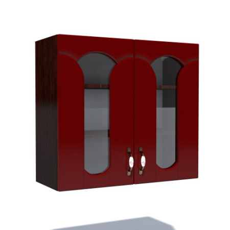 Corpuri Superioare - Corp superior vitrina 80 cu 2 usi Zebra MDF tulip rosu