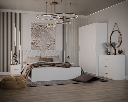 Dormitoare Set - Dormitor Burgos Alb Dressing 2 usi