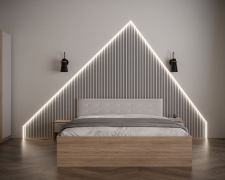 Dormitoare Set - Dormitor Cleopatra Tapitat 4 Usi Sonoma&Alb