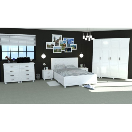 Dormitoare Set - Dormitor Dynasty Alb cu pat 140x200 cm