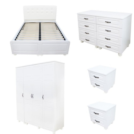 Dormitor Dynasty Alb cu pat 140x200 cm [3]