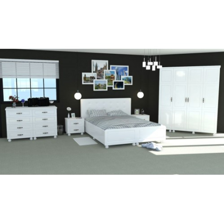 Dormitoare Set - Dormitor Dynasty Alb cu pat 180x200 cm