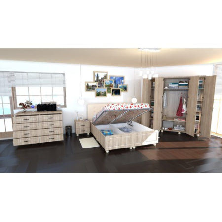 Dormitor Dynasty MDF Sonoma cu pat pentru saltea 180x200 cm [16]