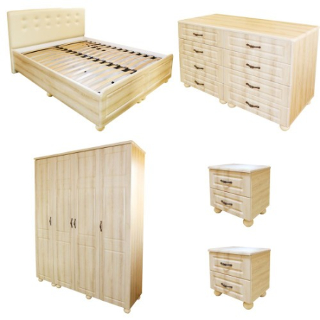 Dormitor Dynasty MDF Sonoma cu pat pentru saltea 180x200 cm [11]