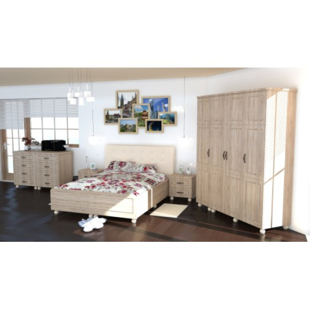 Dormitor Dynasty MDF Sonoma cu pat pentru saltea 180x200 cm [17]