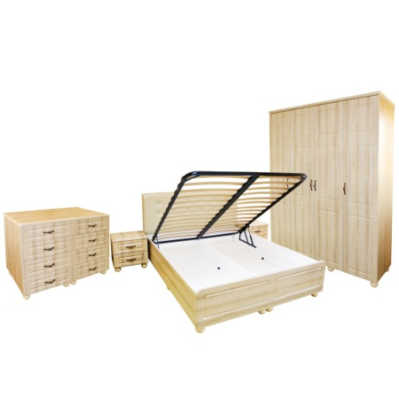 Dormitor Dynasty MDF Sonoma cu pat pentru saltea 180x200 cm [14]
