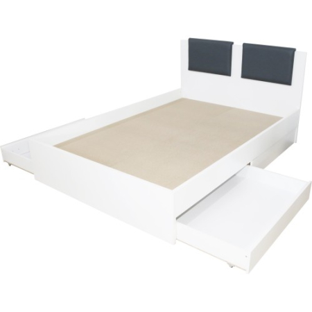 Dormitor Laguna cu pat 140x200 cu 2 sertare Alb cu Gri [6]