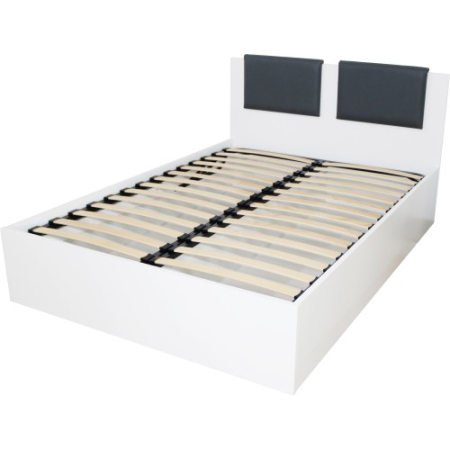 Dormitor Laguna cu pat 140x200 cu lada Alb cu Gri [1]