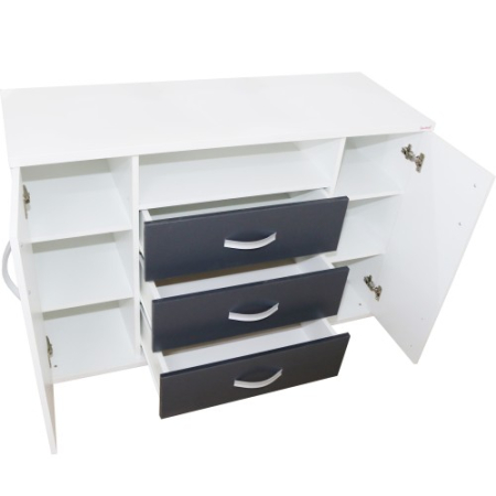 Dormitor Laguna cu pat 140x200 cu lada Alb cu Gri [4]