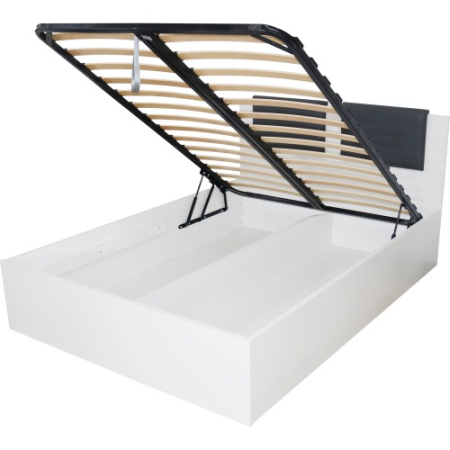 Dormitor Laguna cu pat 140x200 cu lada Alb cu Gri [10]