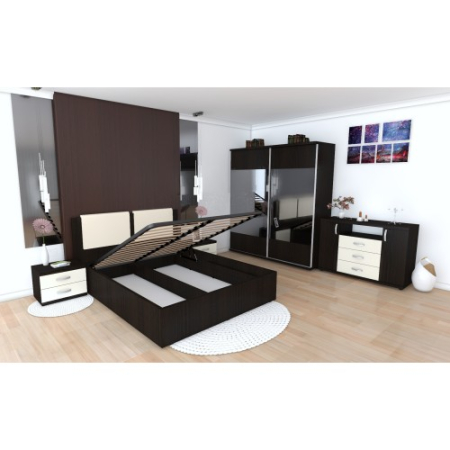 Dormitor Laguna cu pat 140x200 cu lada Wenge cu Vanilie [15]