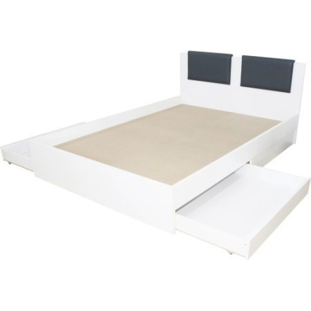 Dormitor Laguna cu pat 160x200 cu 2 sertare Alb cu Gri [3]