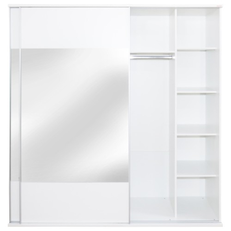 Dormitor Laguna cu pat 160x200 cu 2 sertare Alb cu Gri [10]