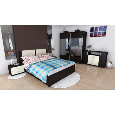 Dormitoare Set - Dormitor Laguna cu pat 160x200 cu lada Wenge cu Vanilie