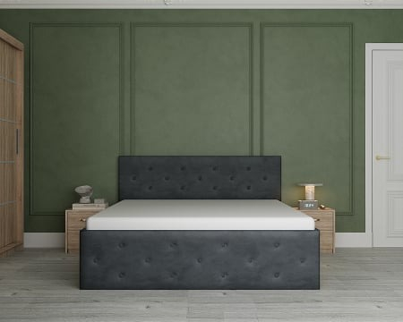 Dormitoare Set - Dormitor Lugano Tapitat cu Oglinda Sonoma&Gri