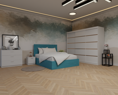 Colectii Dormitor - Dormitor: Luiza Pat Tapitat Dressing 250x200 Alb 3 usi