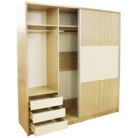 Dormitor Milano Sonoma cu Pat Tapitat Bej 140x200 [8]