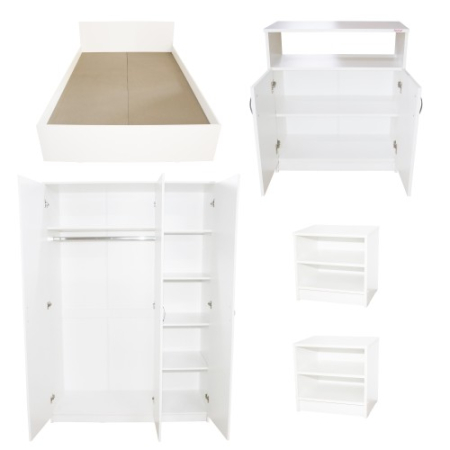 Dormitor Soft Alb cu pat 120x200 cm [1]