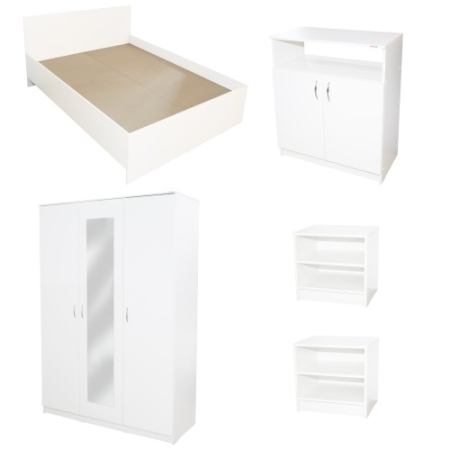 Dormitor Soft Alb cu pat 120x200 cm [2]