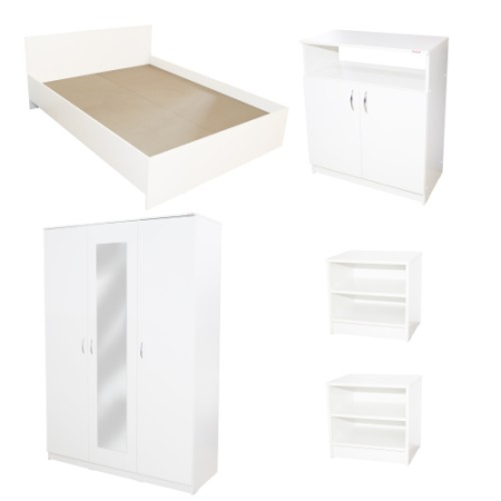 Dormitor Soft Alb cu pat 140x200 cm [2]