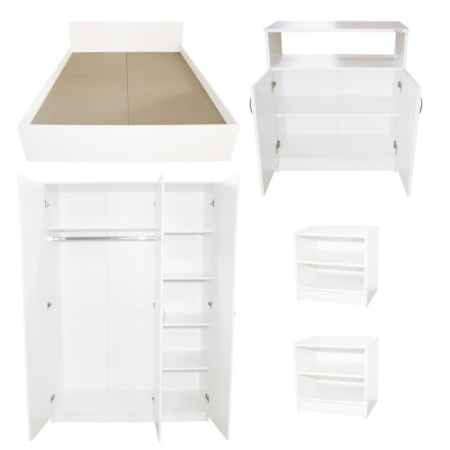 Dormitor Soft Alb cu pat 160x200 cm [1]